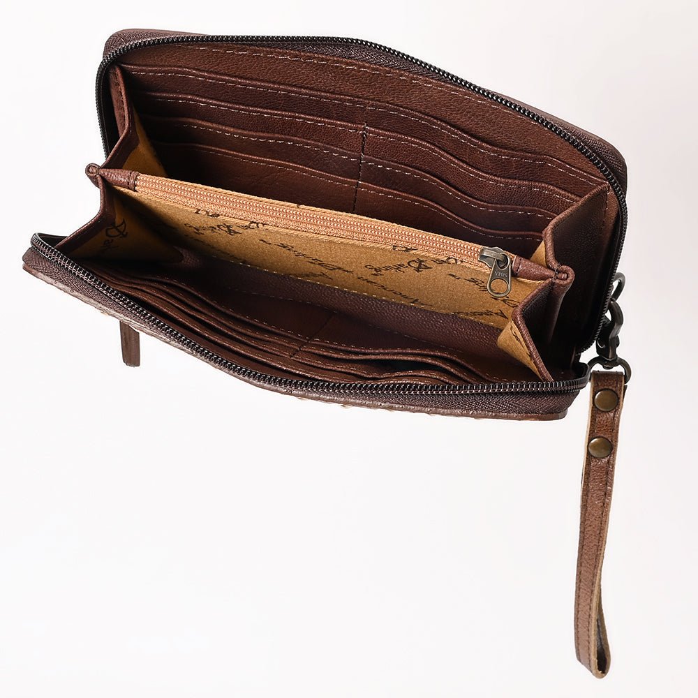 American Darling Wristlet Beautifully Hand Tooled Genuine Leather