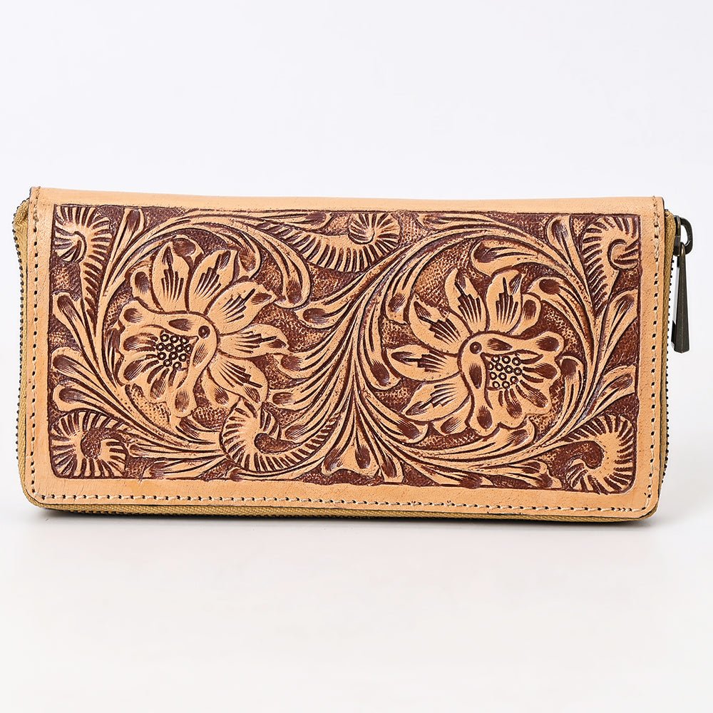 American Darling Clutch Beautifully Hand Tooled Genuine Leather