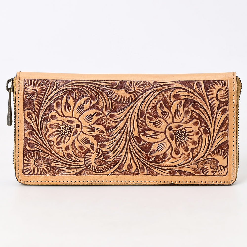 American Darling Clutch Beautifully Hand Tooled Genuine Leather