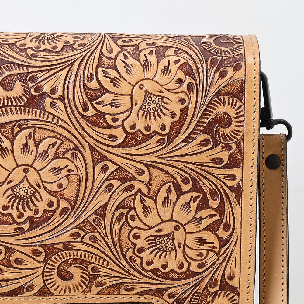 Small Crossbody Beautifully Hand Tooled Genuine Leather