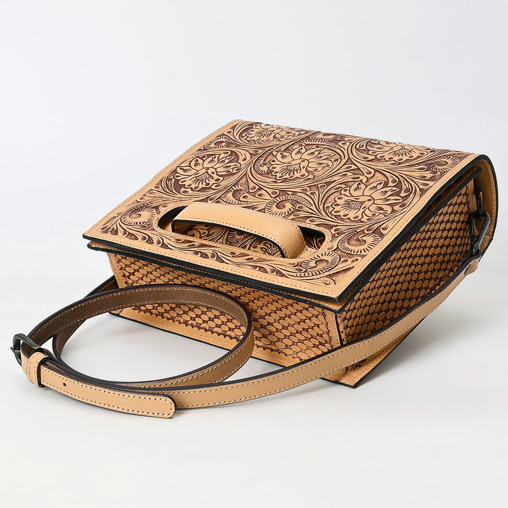 Small Crossbody Beautifully Hand Tooled Genuine Leather