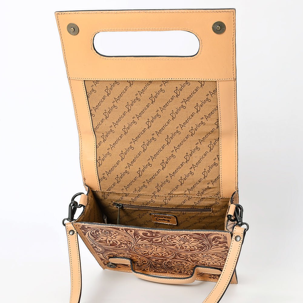 Small Crossbody Beautifully Hand Tooled Genuine Leather