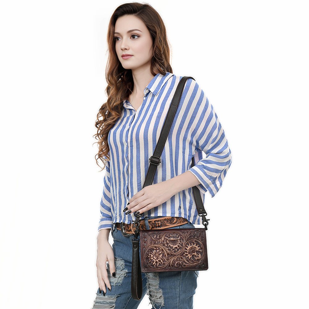 American Darling Small Crossbody Beautifully Hand Tooled Genuine Leather
