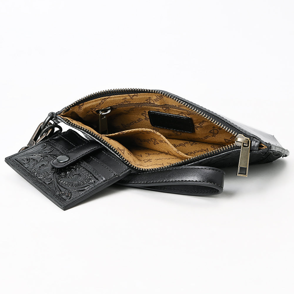 American Darling Wristlet Beautifully Hand Tooled Genuine Leather