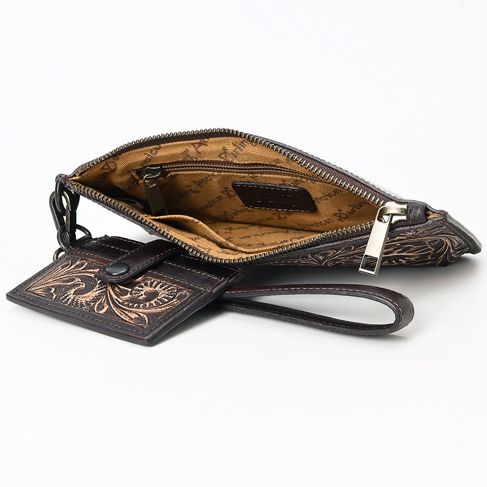 American Darling Wristlet Beautifully Hand Tooled Genuine Leather