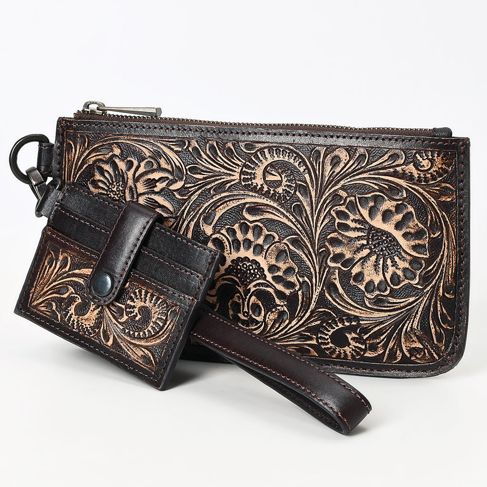 American Darling Wristlet Beautifully Hand Tooled Genuine Leather