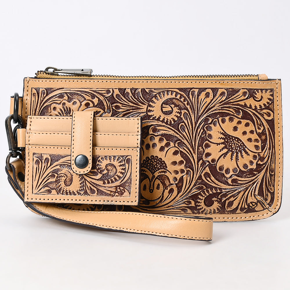 American Darling Wristlet Beautifully Hand Tooled Genuine Leather
