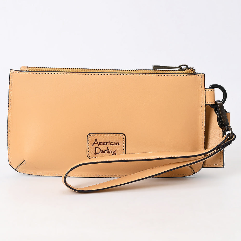 American Darling Wristlet Beautifully Hand Tooled Genuine Leather