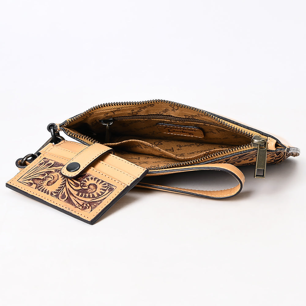 American Darling Wristlet Beautifully Hand Tooled Genuine Leather