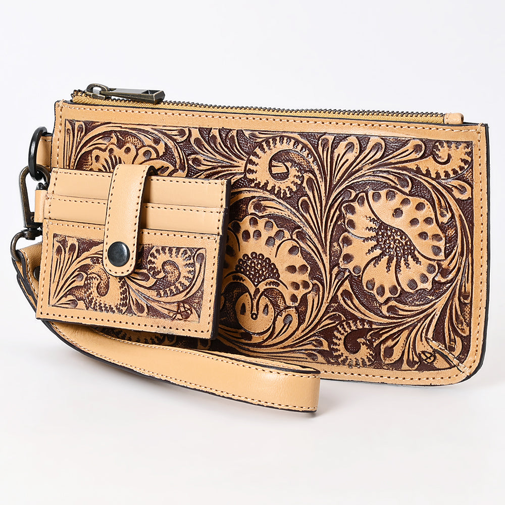 American Darling Wristlet Beautifully Hand Tooled Genuine Leather