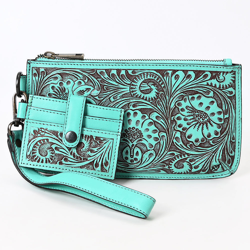 American Darling Wristlet Beautifully Hand Tooled Genuine Leather