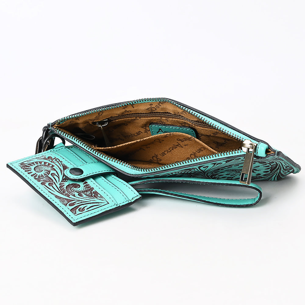 American Darling Wristlet Beautifully Hand Tooled Genuine Leather