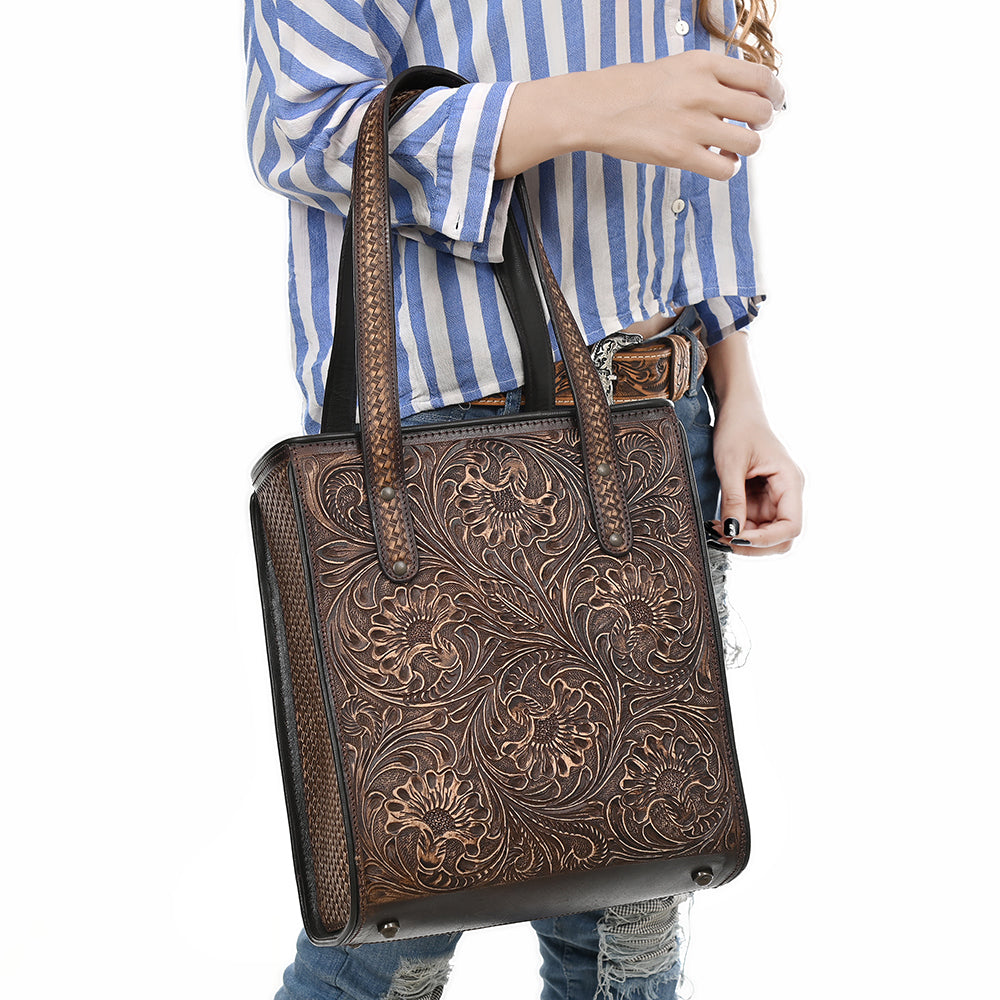 American Darling Tote Beautifully Hand Tooled Genuine Leather