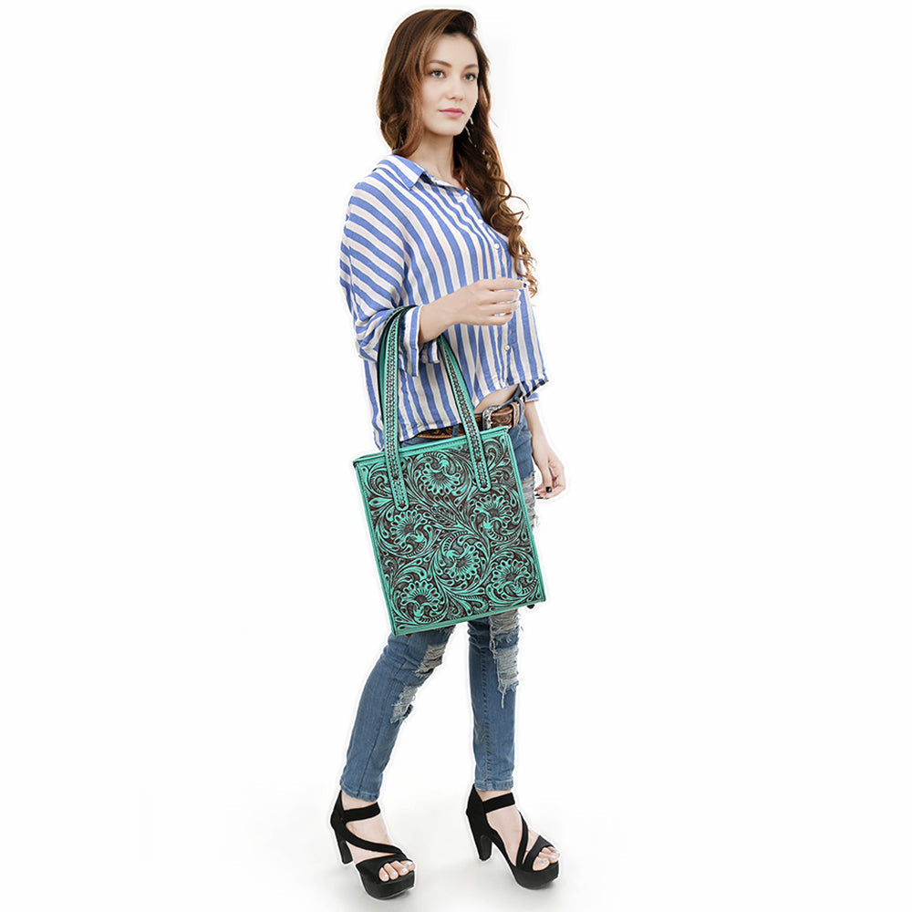 American Darling Tote Beautifully Hand Tooled Genuine Leather