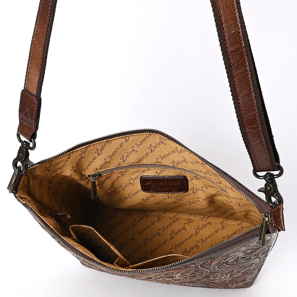 American Darling Large Crossbody Beautifully Hand Tooled Genuine Leather