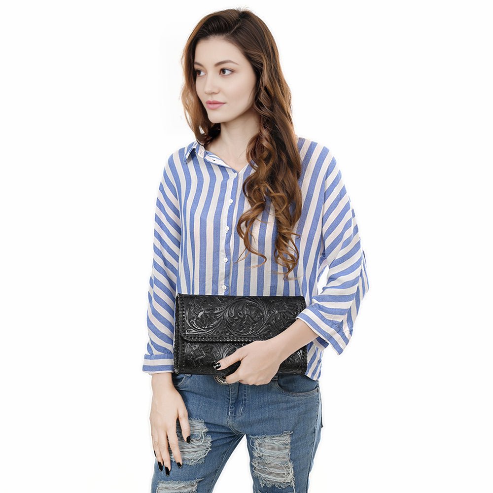 Clutch Beautifully Hand Tooled Genuine Leather