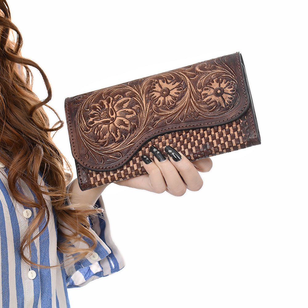 Clutch Beautifully Hand Tooled Genuine Leather