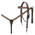 BAR H EQUINE Western Handtooled Leather Horse Headstall & Breast Collar Set | Tack