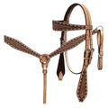 BAR H EQUINE Western Handtooled Leather Horse Headstall & Breast Collar Set