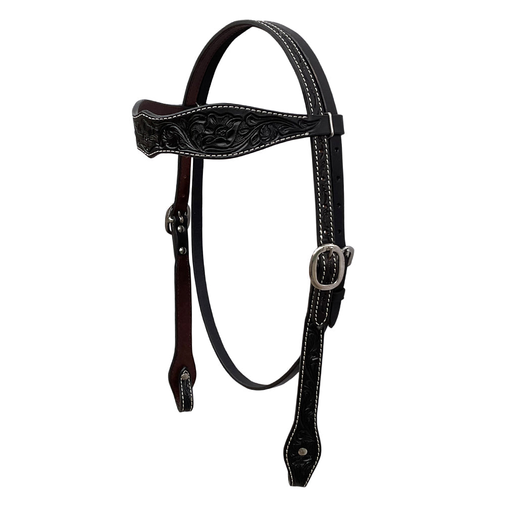 BAR H EQUINE Western Handtooled Leather Horse Headstall & Breast Collar Set | Tack
