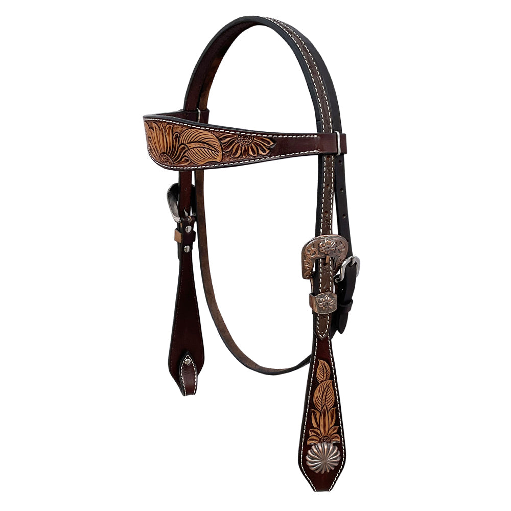 BAR H EQUINE Western Handtooled Leather Horse Headstall & Breast Collar Set | Tack