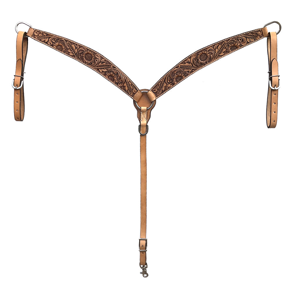 BAR H EQUINE Western Handtooled Leather Horse Headstall & Breast Collar Set | Tack