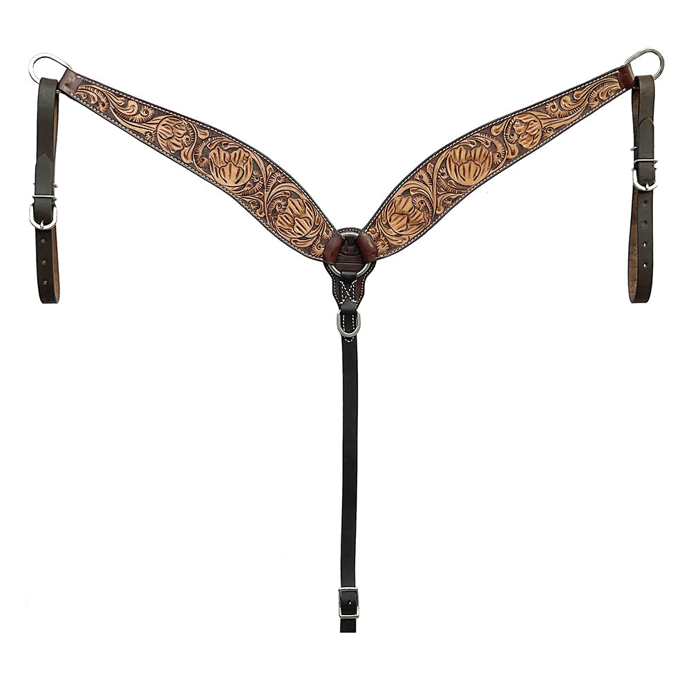 BAR H EQUINE Western Handtooled Leather Horse Headstall & Breast Collar Set | Tack