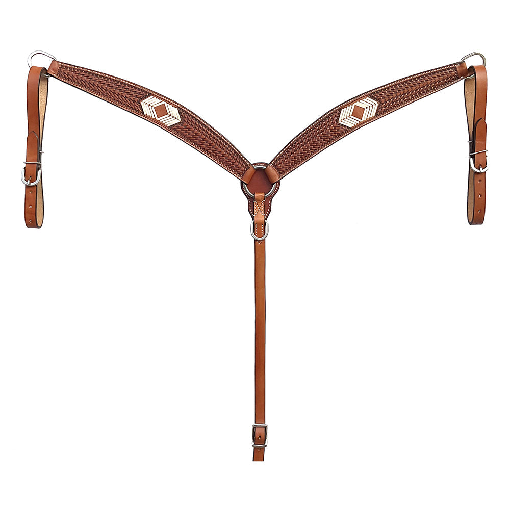 BAR H EQUINE Western Handtooled Leather Horse Headstall & Breast Collar Set | Tack