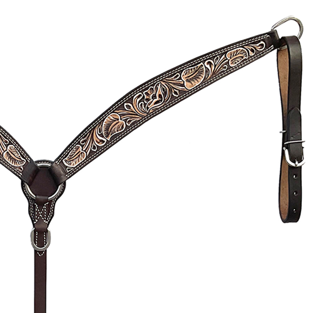 BAR H EQUINE Western Handtooled Leather Horse Headstall & Breast Collar Set | Tack
