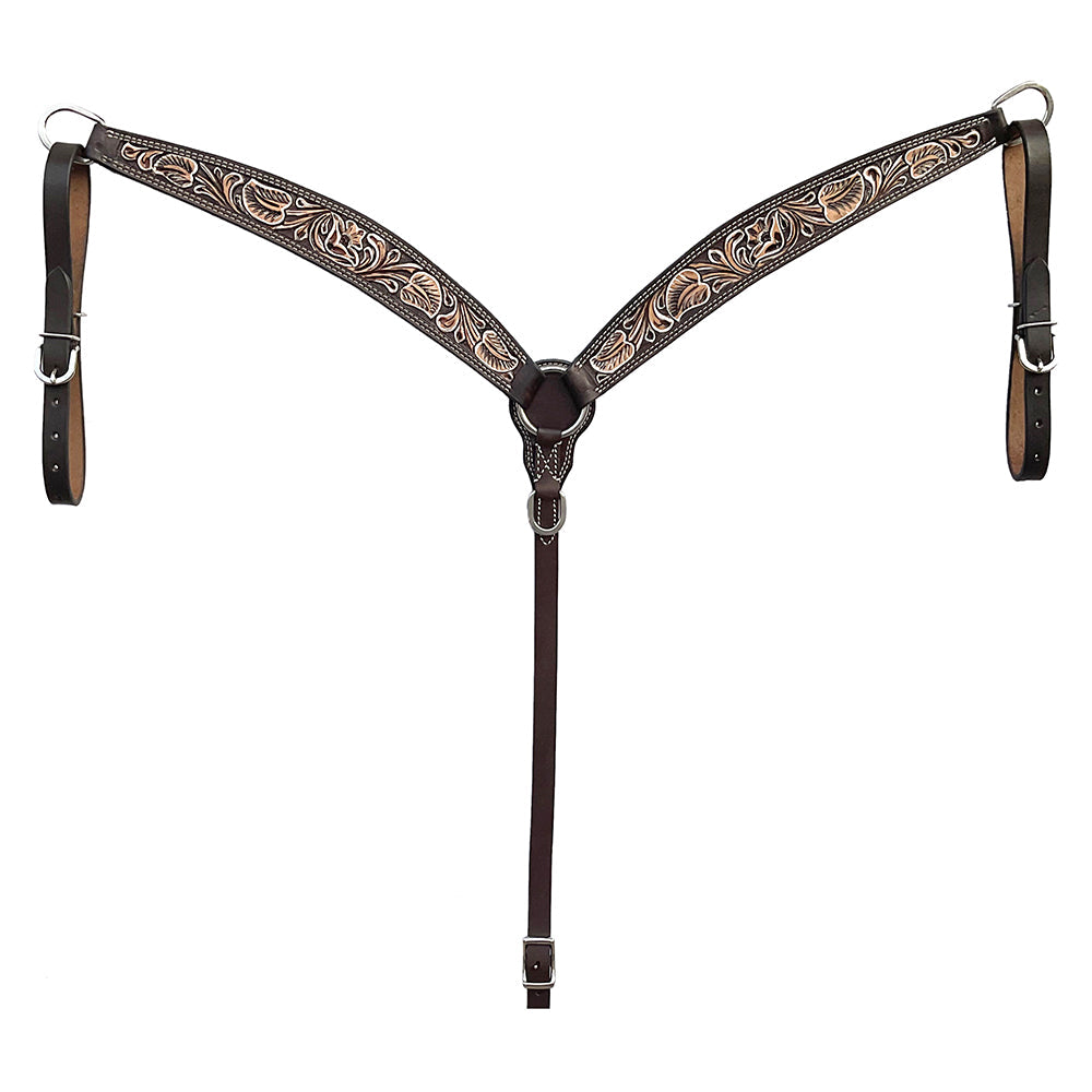 BAR H EQUINE Western Handtooled Leather Horse Headstall & Breast Collar Set | Tack