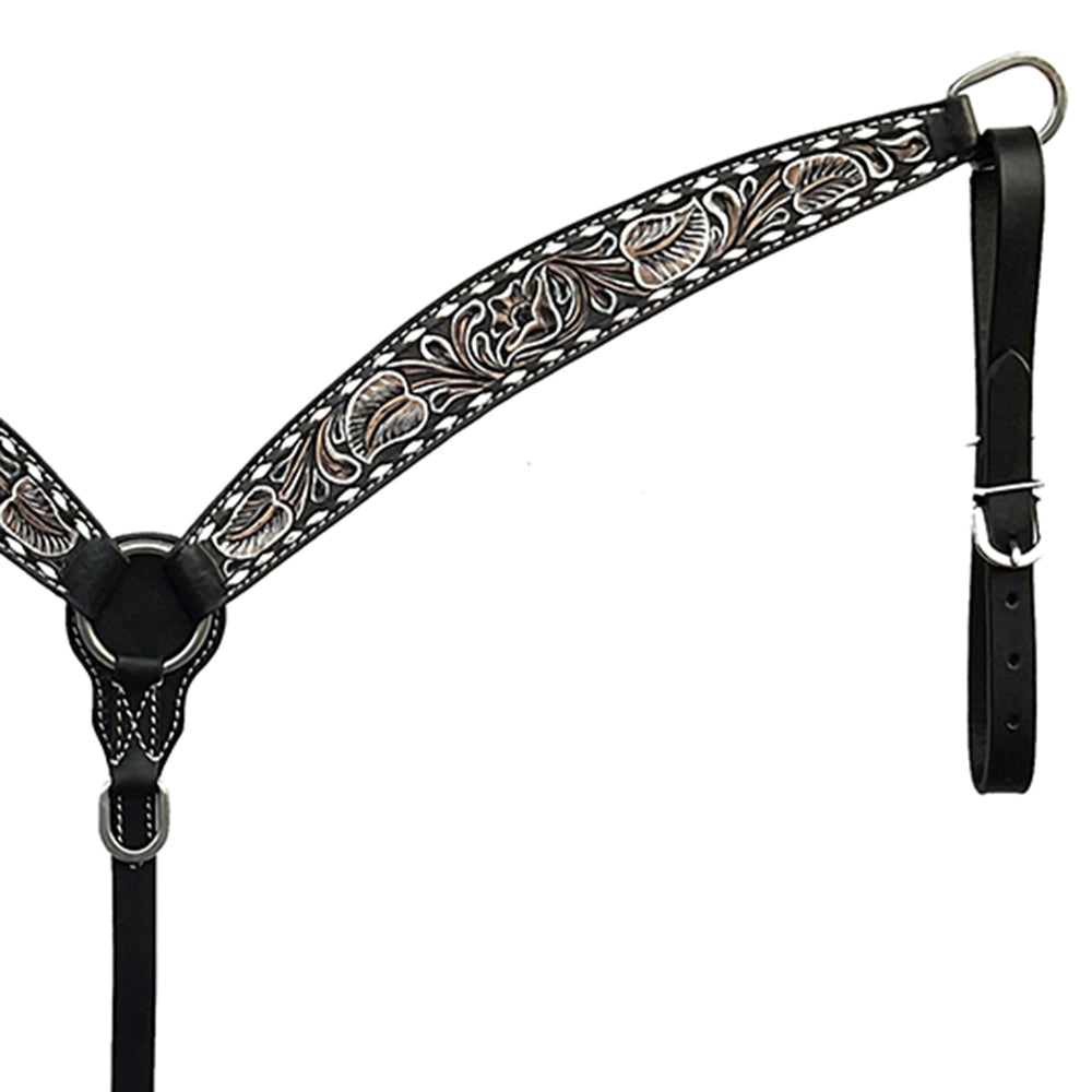 BAR H EQUINE Western Handtooled Leather Horse Headstall & Breast Collar Set | Tack