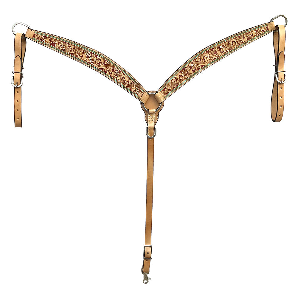 BAR H EQUINE Western Handtooled Leather Horse Headstall & Breast Collar Set | Tack
