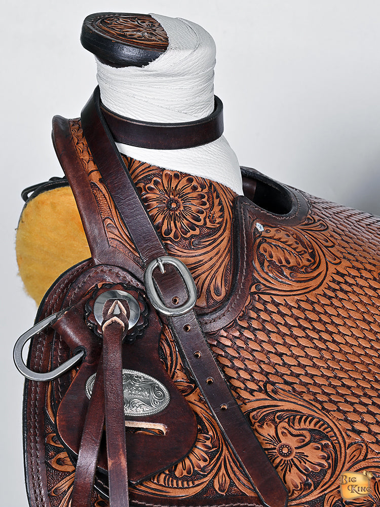 Hilason Western Wade Ranch Roping Leather Saddle — Antique Brown
