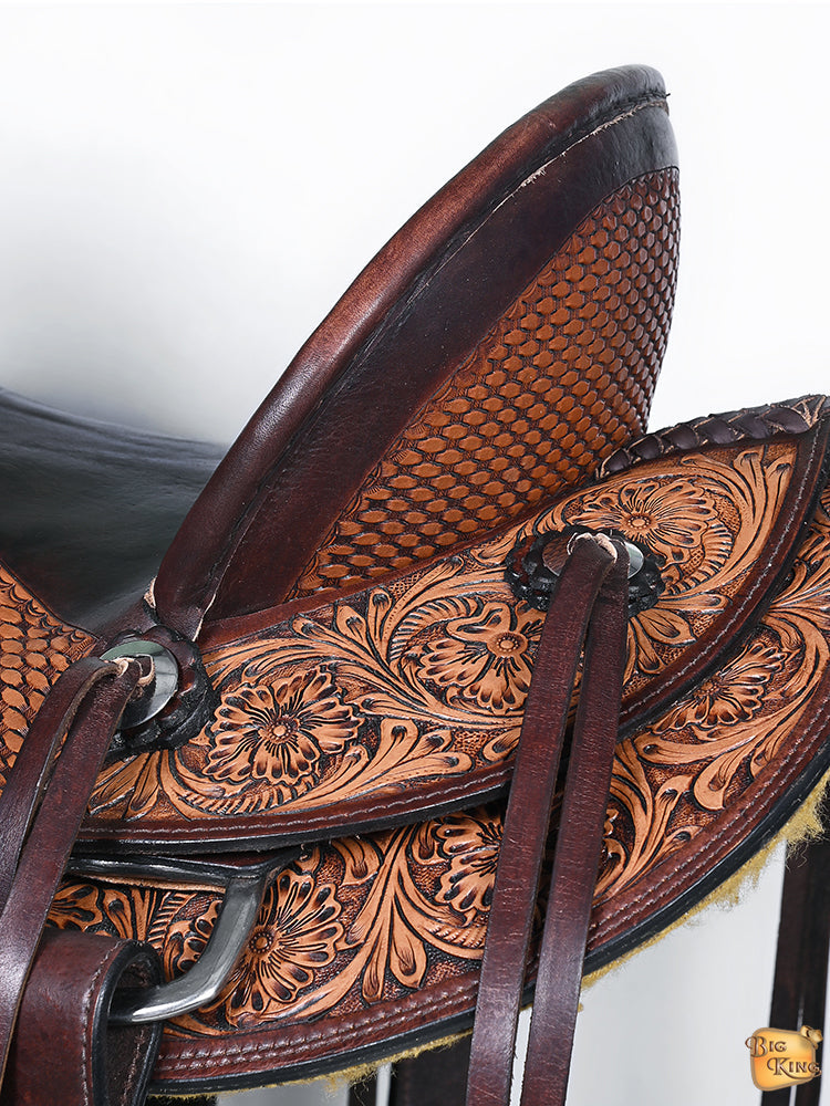 Hilason Western Wade Ranch Roping Leather Saddle — Antique Brown