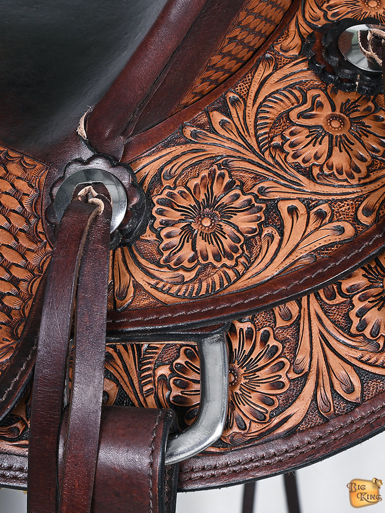 Hilason Western Wade Ranch Roping Leather Saddle — Antique Brown