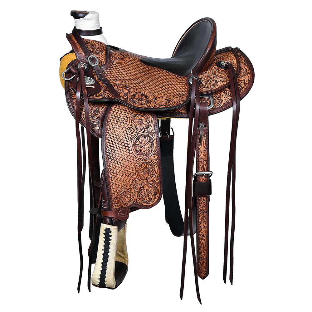 Hilason Western Wade Ranch Roping Leather Saddle — Antique Brown
