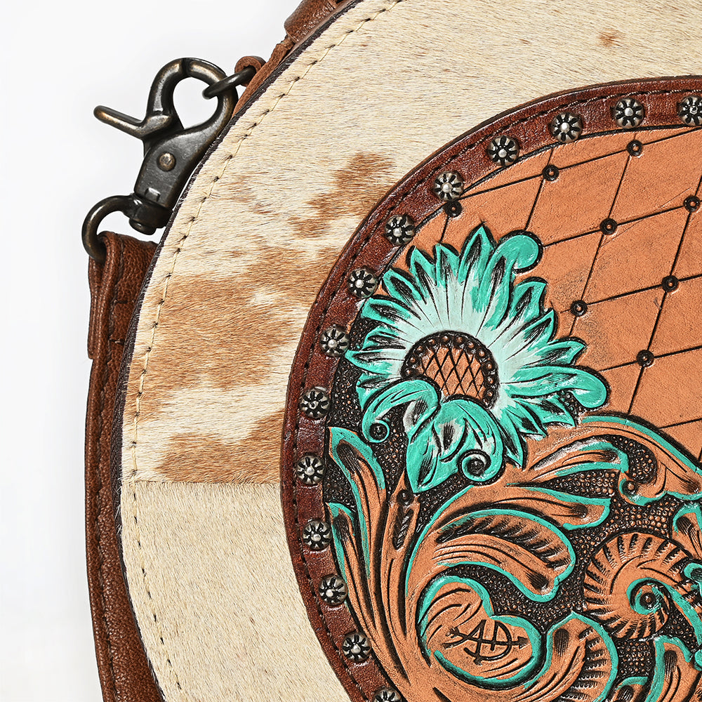American Darling Canteen Hand Tooled Hair-On Genuine Leather