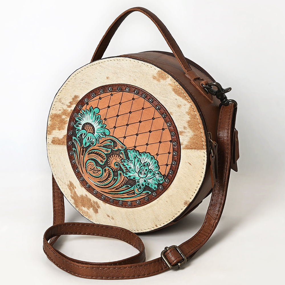 American Darling Canteen Hand Tooled Hair-On Genuine Leather