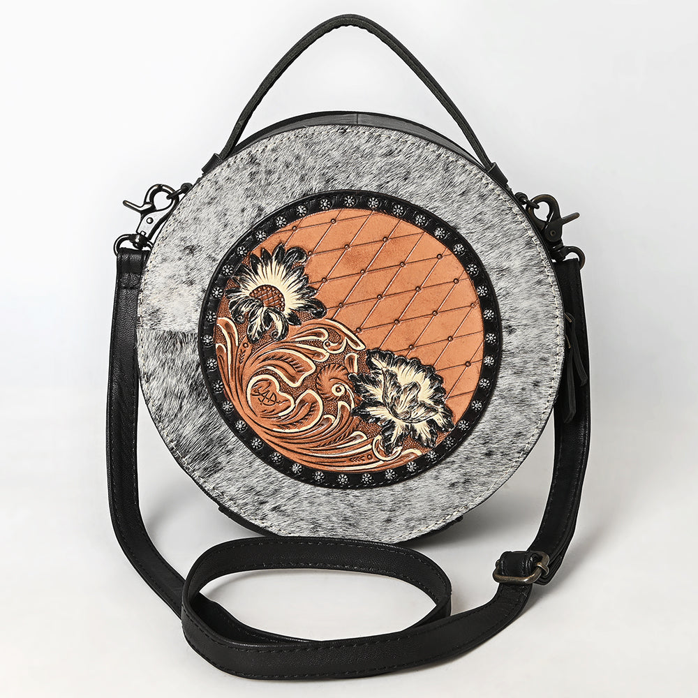 American Darling Canteen Hand Tooled Hair-On Genuine Leather