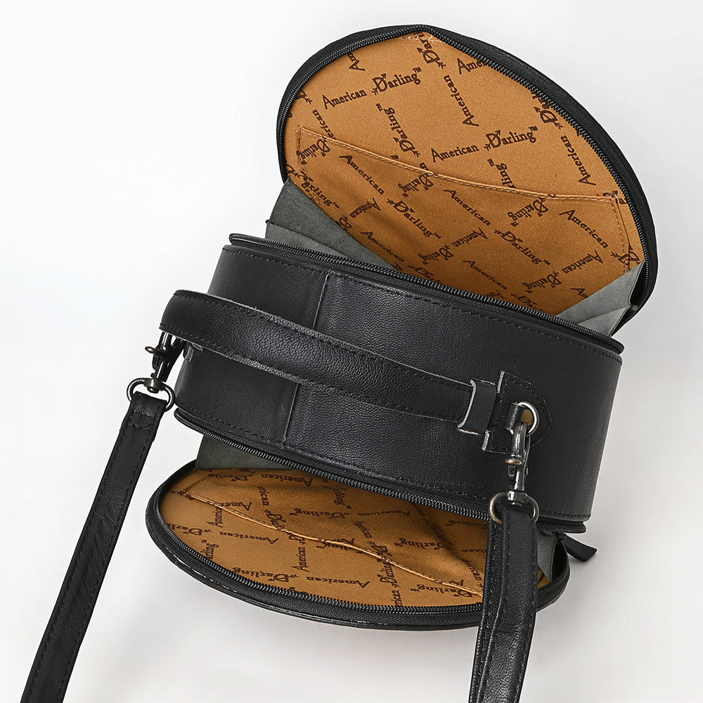 American Darling Canteen Hand Tooled Hair-On Genuine Leather