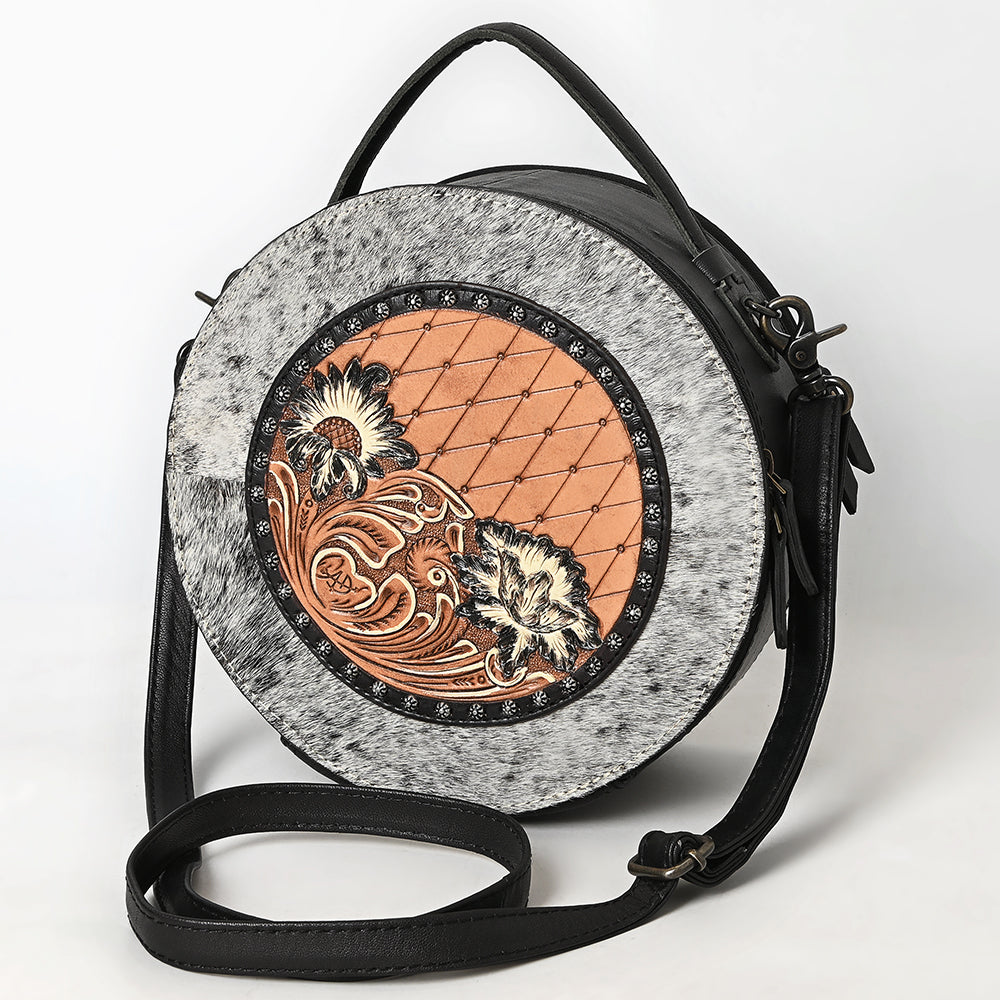 American Darling Canteen Hand Tooled Hair-On Genuine Leather