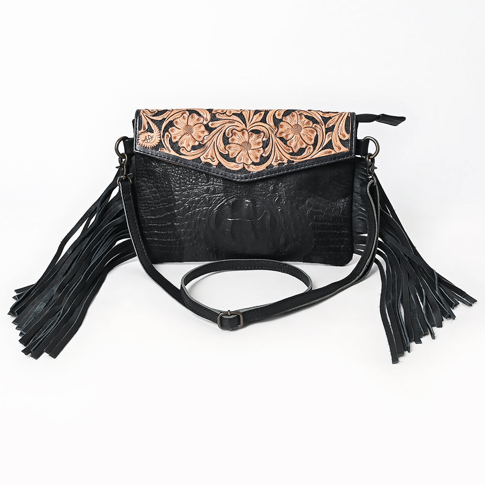 American Darling Clutch Hand Tooled Crocodile Embossed Genuine Leather