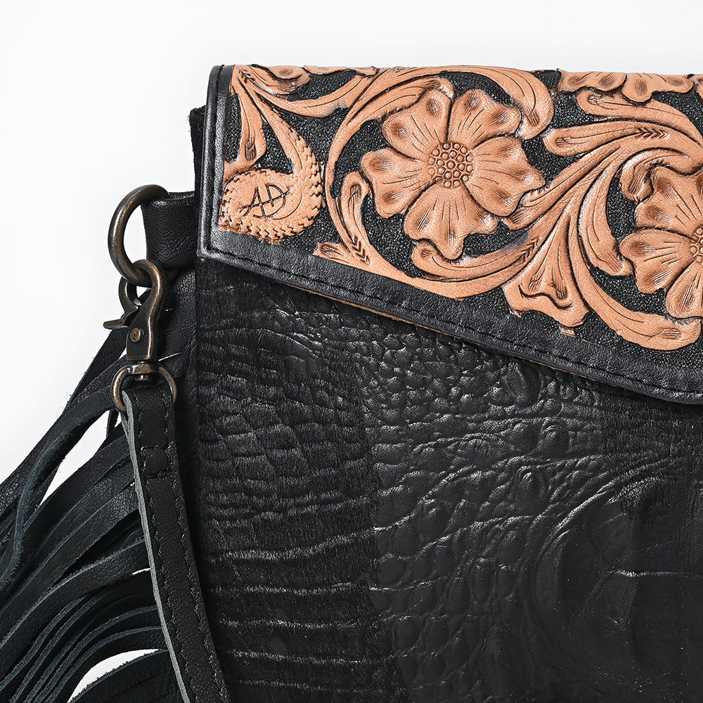 American Darling Clutch Hand Tooled Crocodile Embossed Genuine Leather