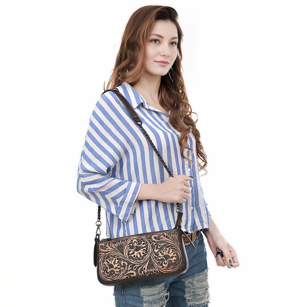 American Darling Small Crossbody Beautifully Hand Tooled Genuine Leather