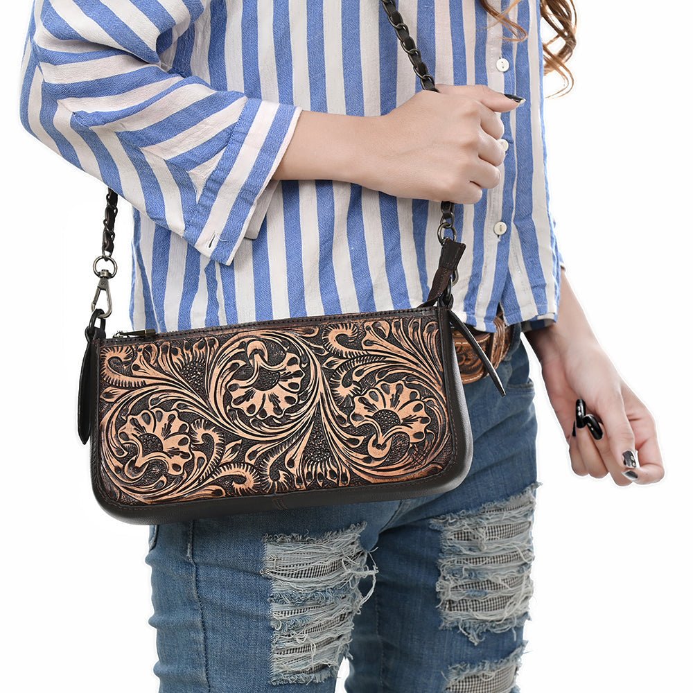 American Darling Small Crossbody Beautifully Hand Tooled Genuine Leather