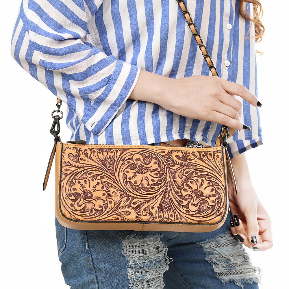 American Darling Small Crossbody Beautifully Hand Tooled Genuine Leather