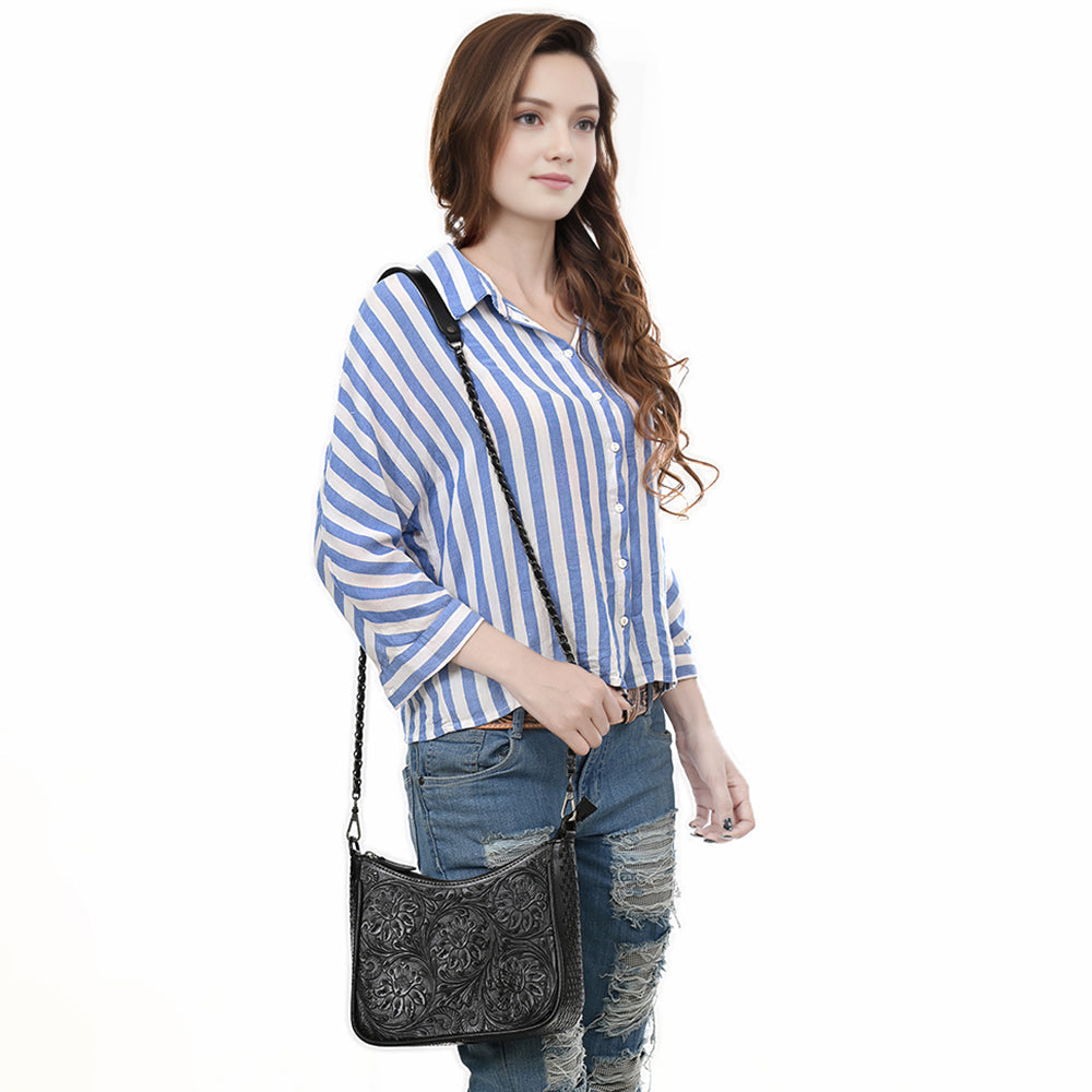 Crossbody Beautifully Hand Tooled Genuine Leather