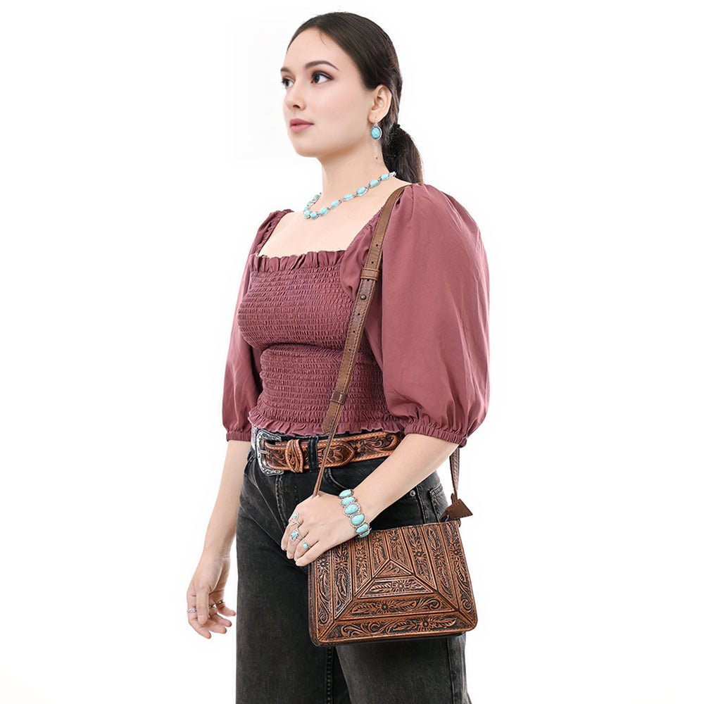 American Darling Hand-Tooled Leather Crossbody Bag