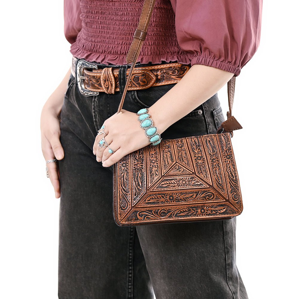 American Darling Hand-Tooled Leather Crossbody Bag