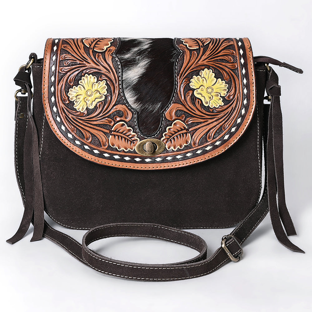 American Darling Crossbody Hand Tooled Suede Genuine Western Leather